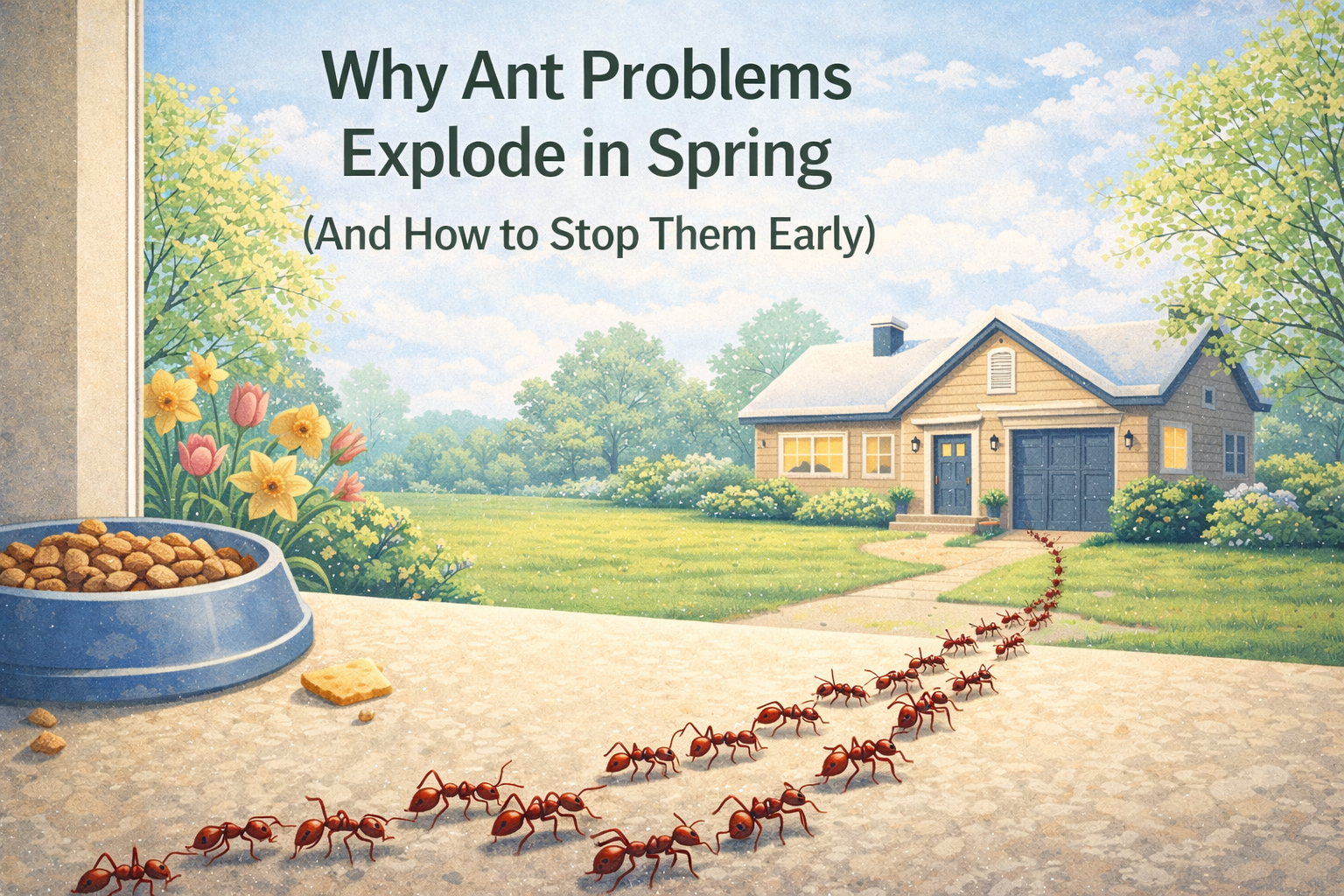 Spring ant problems spike in April. Learn why ants suddenly appear in homes and how early prevention keeps infestations under control.